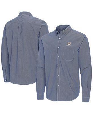 Men's Navy Notre Dame Fighting Irish Porter Woven Tri-Blend Long Sleeve Button-Down Shirt