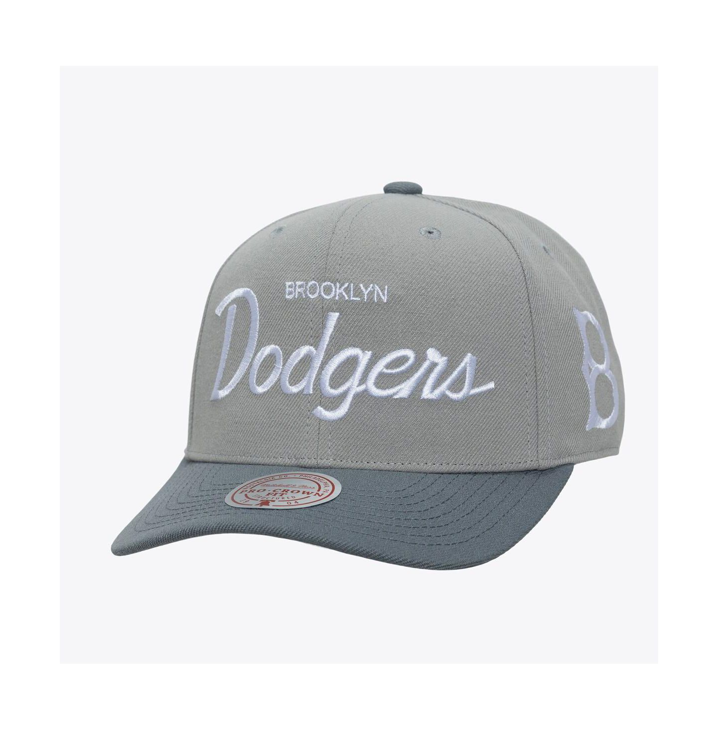 Мужская кепка Mitchell & Ness Gray Brooklyn Dodgers Cooperstown Thunderstorm Head Coach Pro-Crown Adjustable Hat — фото 1