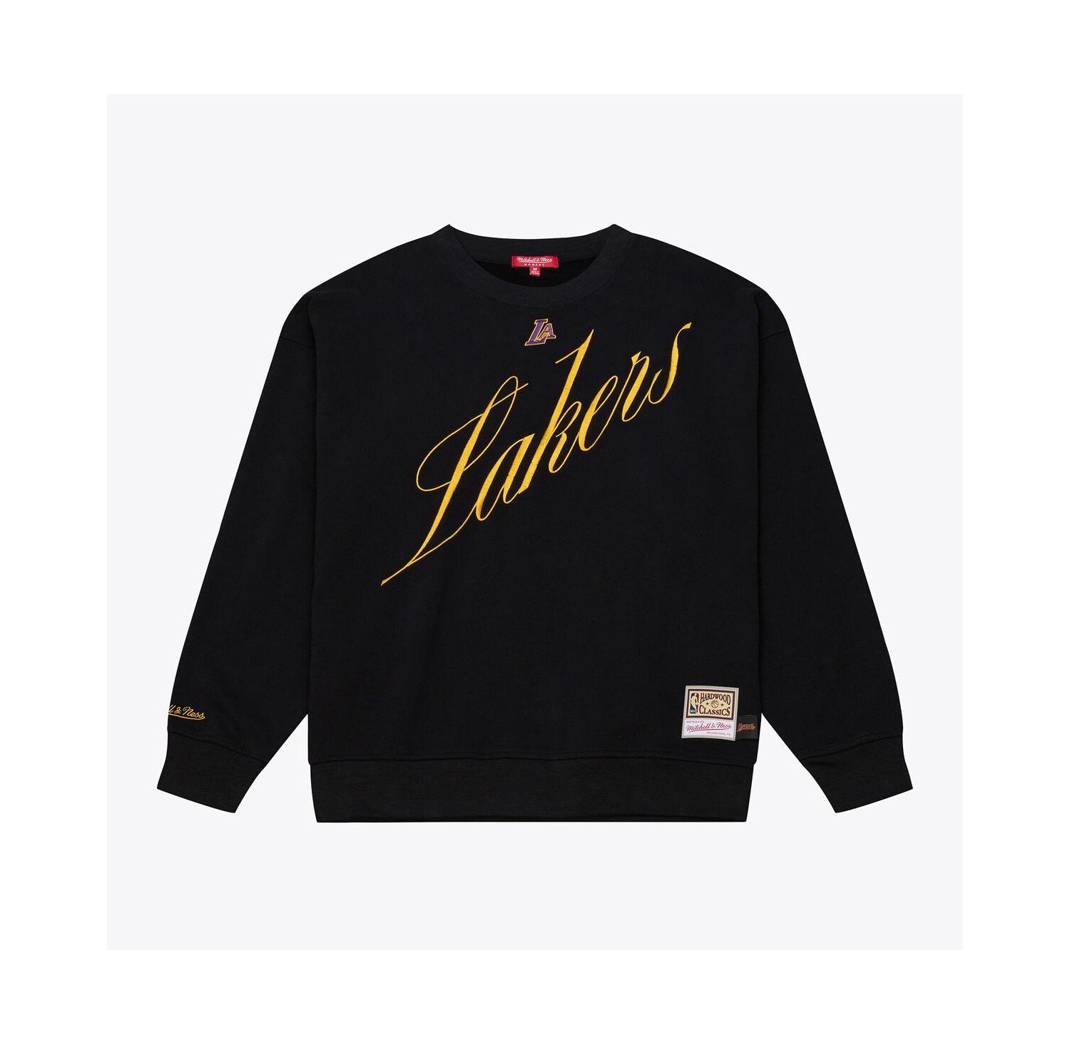 Women's Black Los Angeles Lakers Hardwood Classics Script Lightweight Sweatshirt