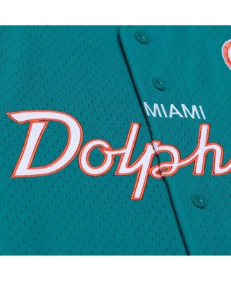 Men's Aqua Miami Dolphins Head Coach Mesh Full-Button Fashion Jersey