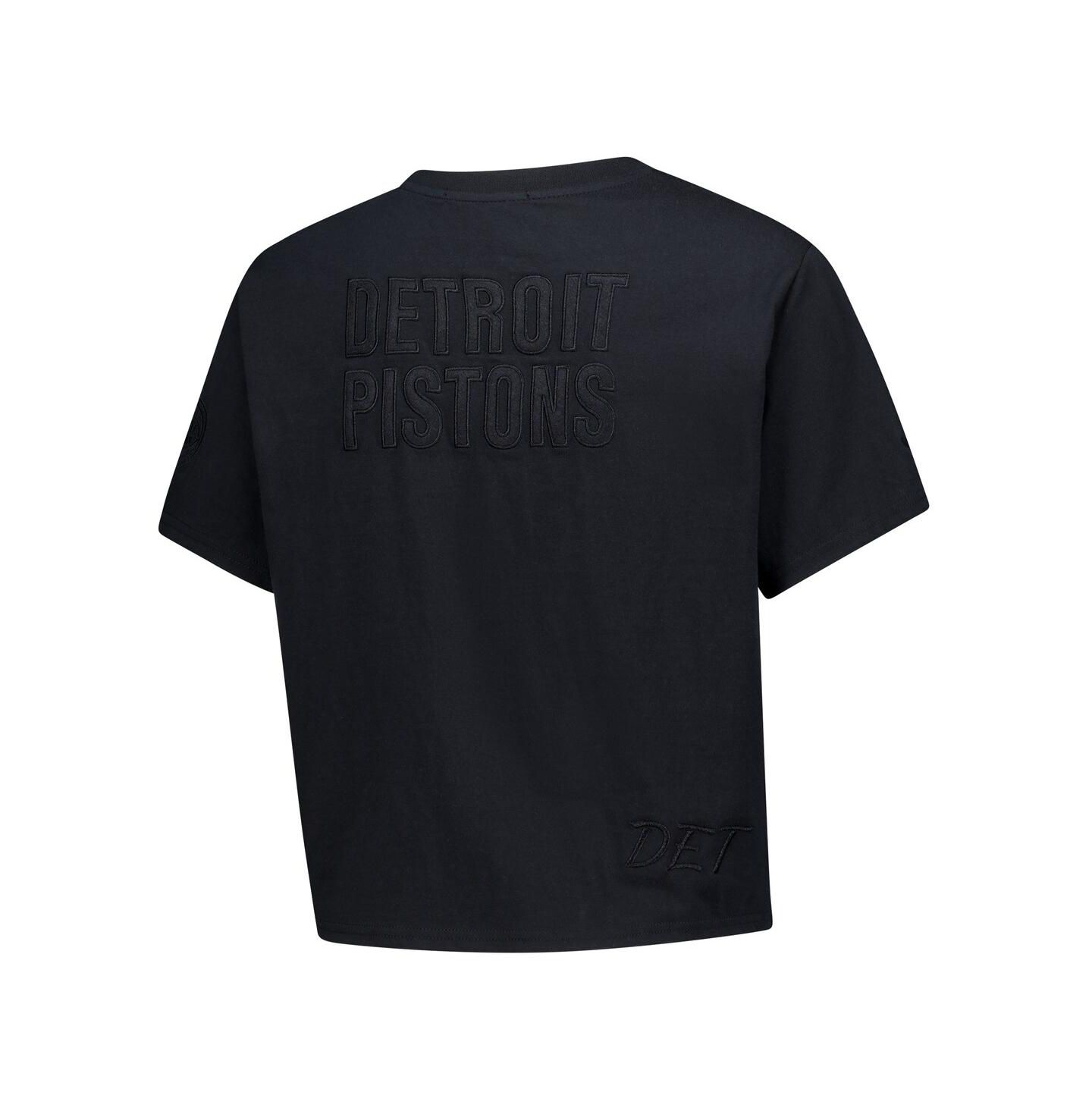 Женская футболка Mitchell & Ness Black Detroit Pistons Phantom Cropped — фото 3