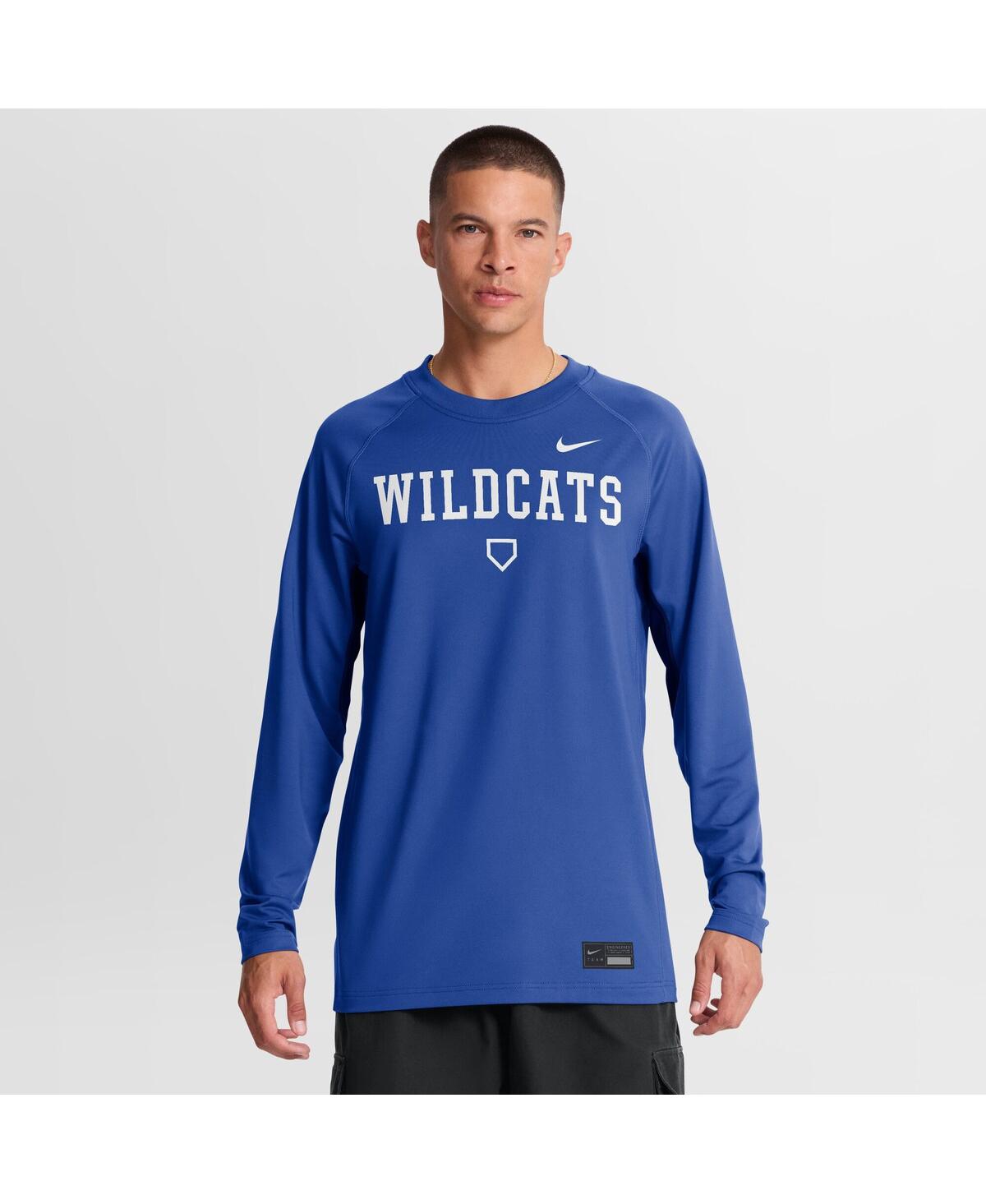 Nike Men's Royal Kentucky Wildcats Dugout Game Time Raglan Dri-fit Long Sleeve T-Shirt - Royal
