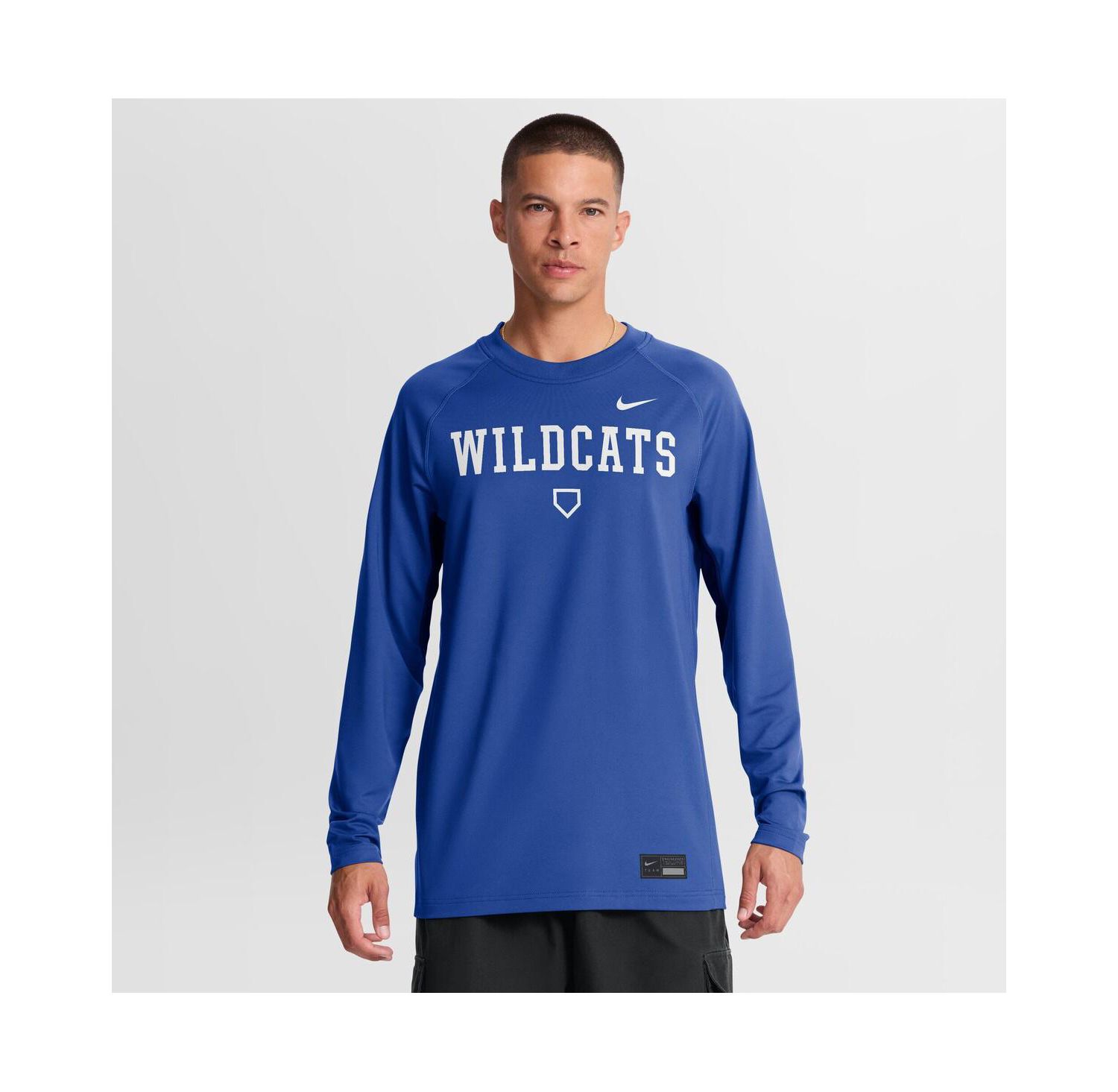 Men's Royal Kentucky Wildcats Dugout Game Time Raglan Dri-FIT Long Sleeve T-Shirt