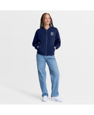 Women's Navy Detroit Tigers Oversized Rage Against Full-Zip Jacket