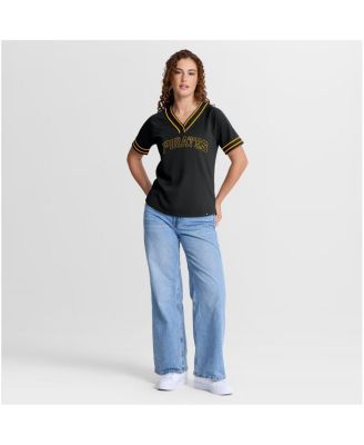 Women's Black Pittsburgh Pirates Diva Race Ahead Raglan V-Neck T-Shirt