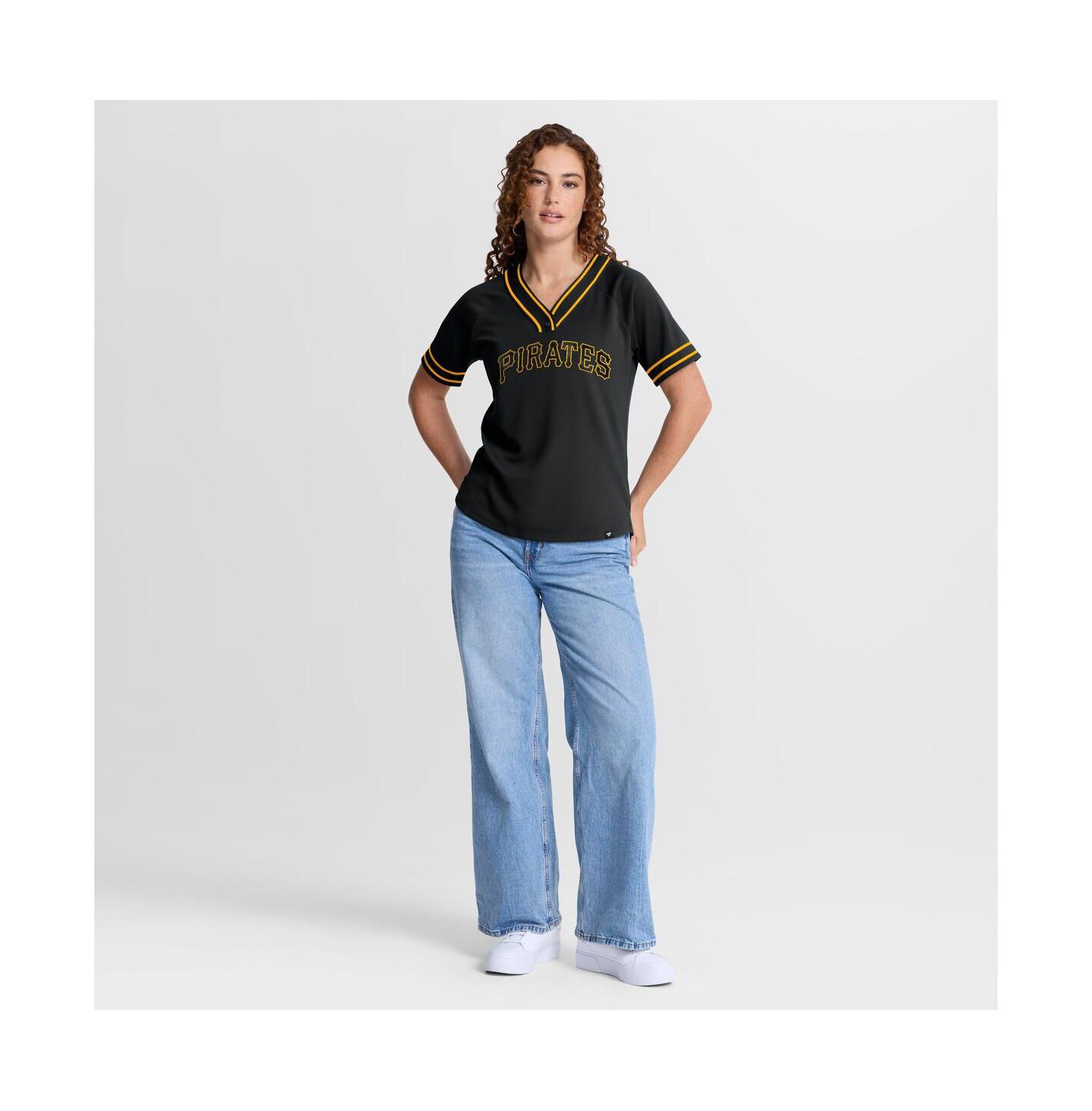 Женская футболка Fanatics Black Pittsburgh Pirates Diva Race Ahead Raglan V-Neck — фото 3