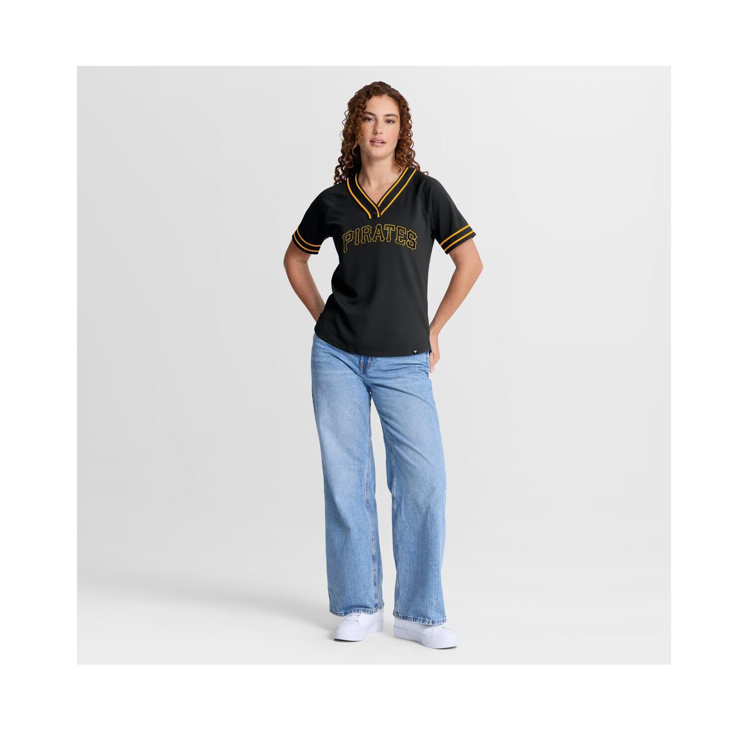 Women's Black Pittsburgh Pirates Diva Race Ahead Raglan V-Neck T-Shirt