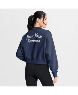 Women's Navy New York Yankees Primetime Phoenix Fleece Half-Zip Sweatshirt