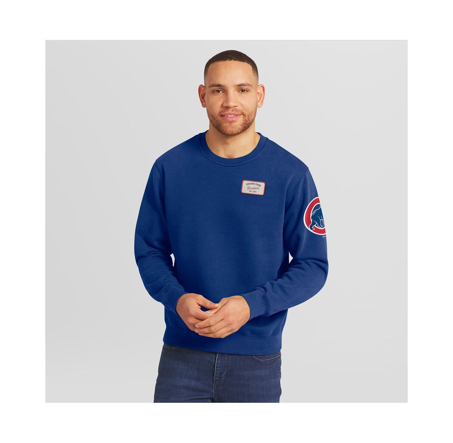 Darius Rucker Collection by Men's Royal Chicago Cubs Washed Crew Neck Pullover Sweatshirt