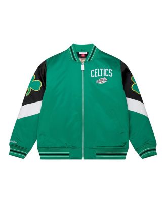 Men's Green Boston Celtics Throw It Back Heavyweight Full-Zip Satin Jacket