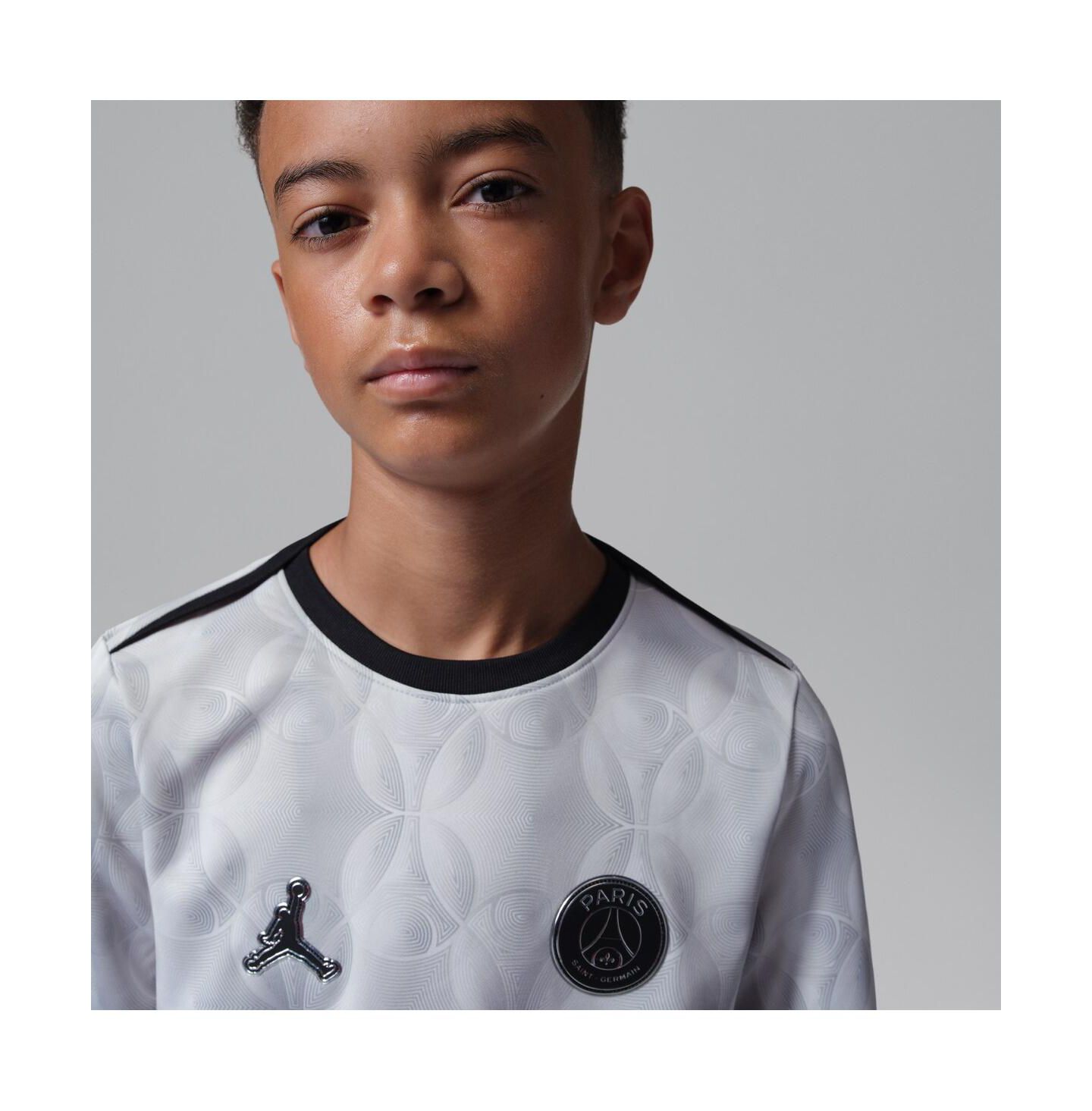 Детская джерси Nike Jordan Paris Saint-Germain Pre-Match Dri-FIT, длинный рукав, Gray — фото 2