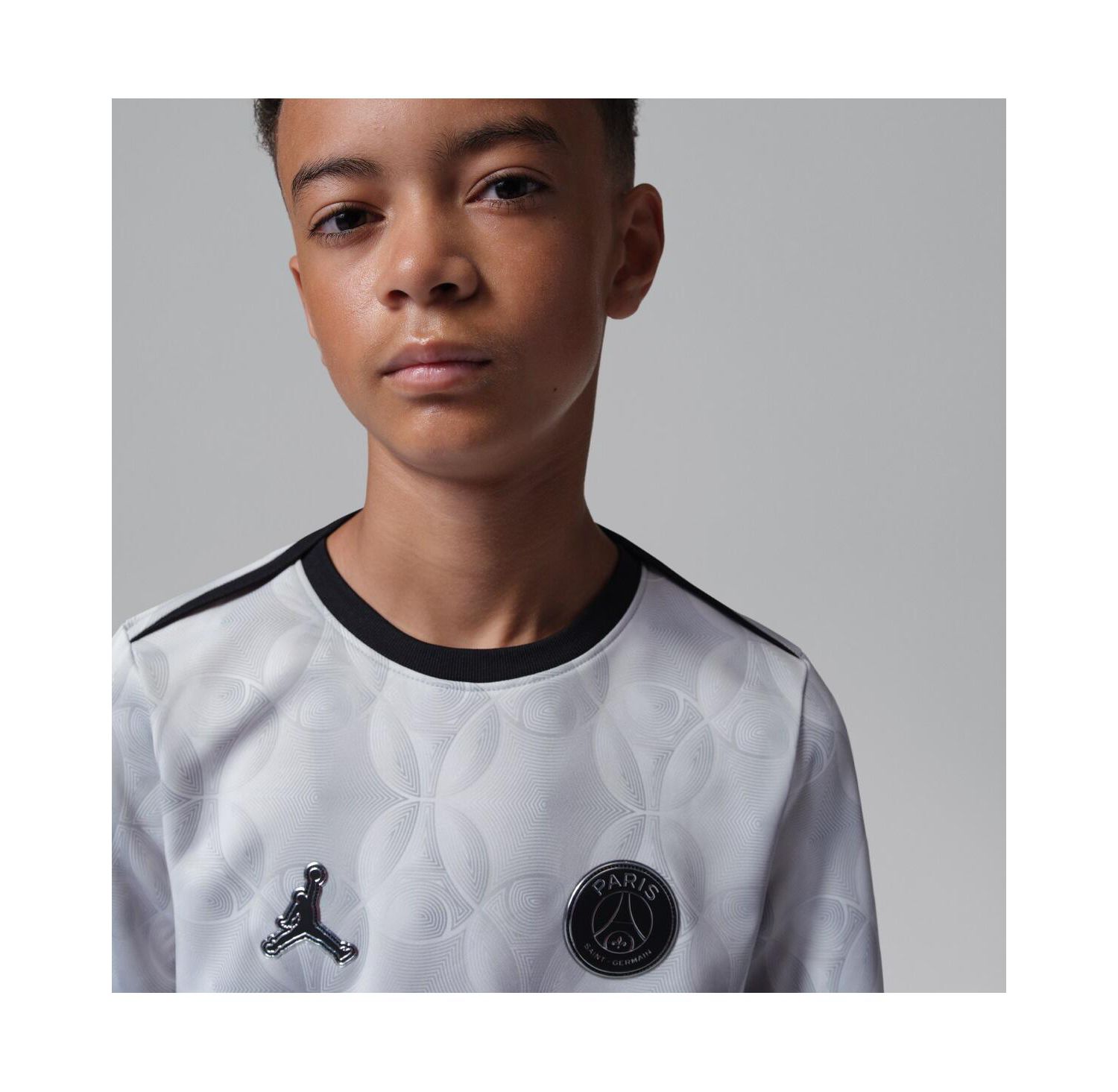 Jordan Big Boys and Girls Gray Paris Saint-Germain Long Sleeve Pre-Match Dri-FIT Jersey