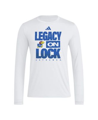 Men's White Kansas Jayhawks Legacy On Lock Pregame Long Sleeve T-Shirt
