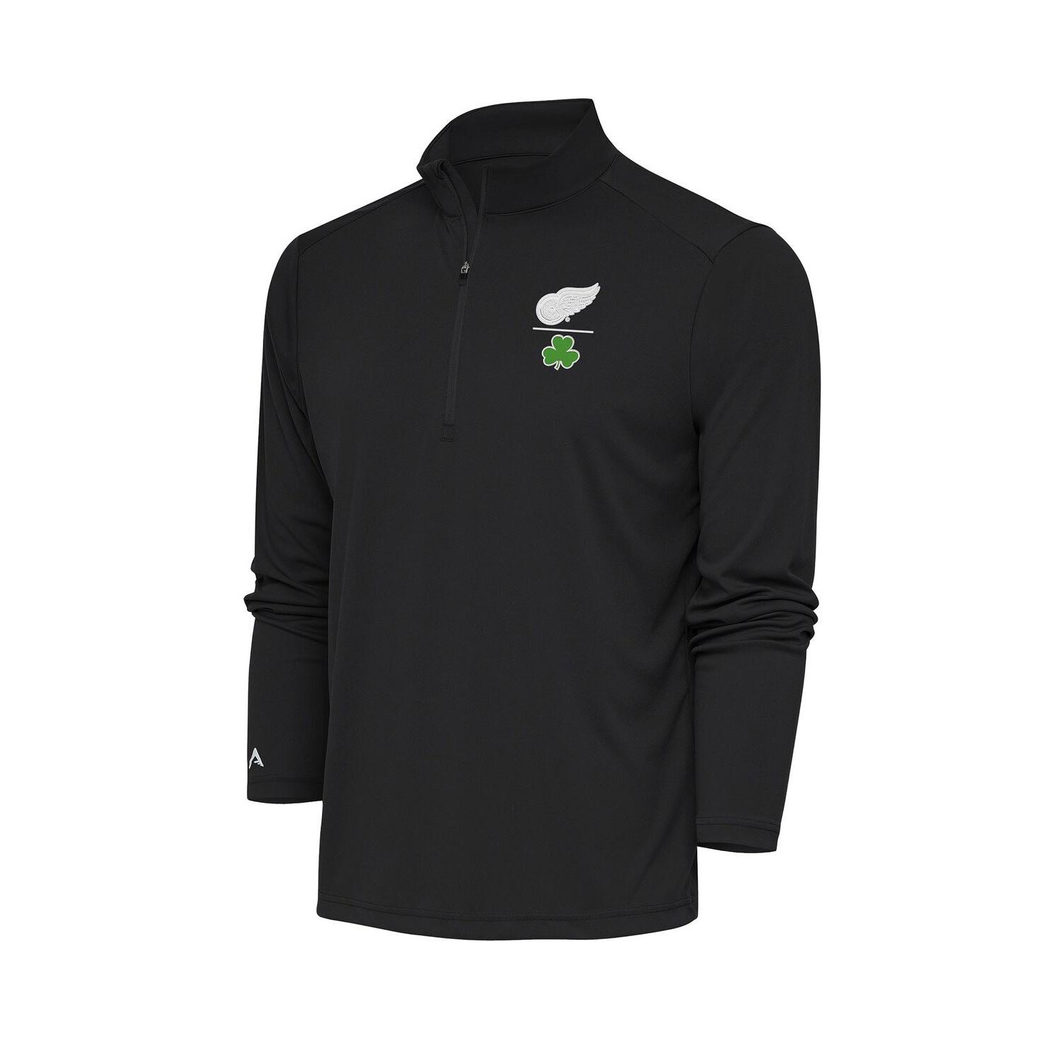 Men's Charcoal Detroit Red Wings Shamrock Tribute Quarter-Zip