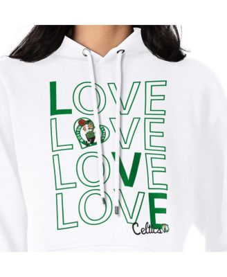 Women's White Boston Celtics Basketball Love Fleece Pullover Hoodie