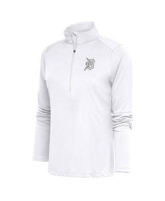 Women's White Detroit Tigers Brushed Metallic Tribute Half-Zip Pullover Top