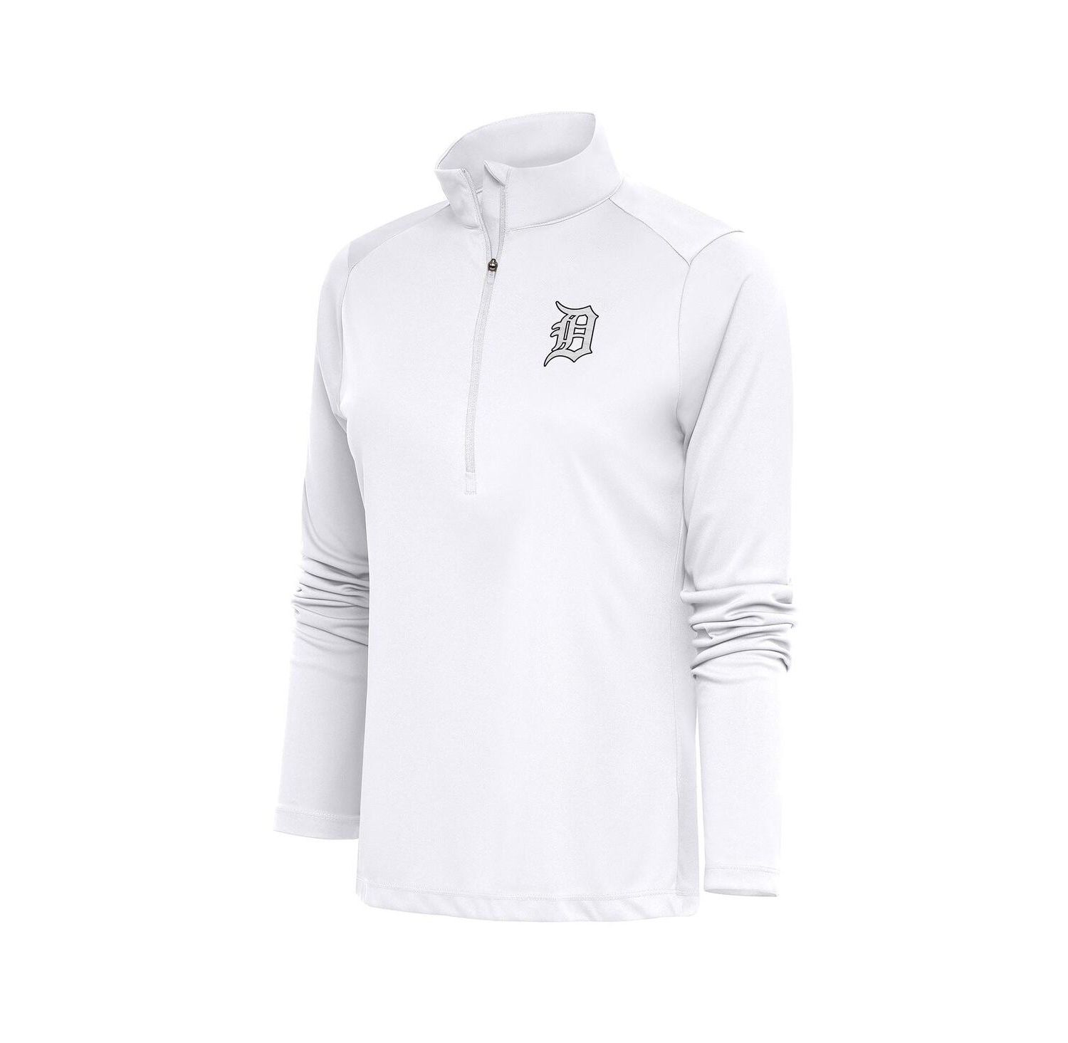 Women's White Detroit Tigers Brushed Metallic Tribute Half-Zip Pullover Top