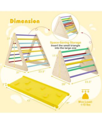3 Piece Toddler Triangle Set Montessori with 2 Climbing Triangles and 1 Ramp