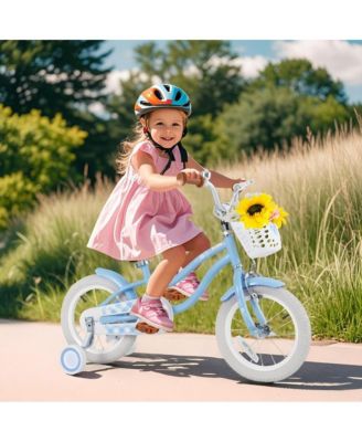 14 Inch Kids Bike with Training Wheels Basket Adjustable Ages 3 to 8