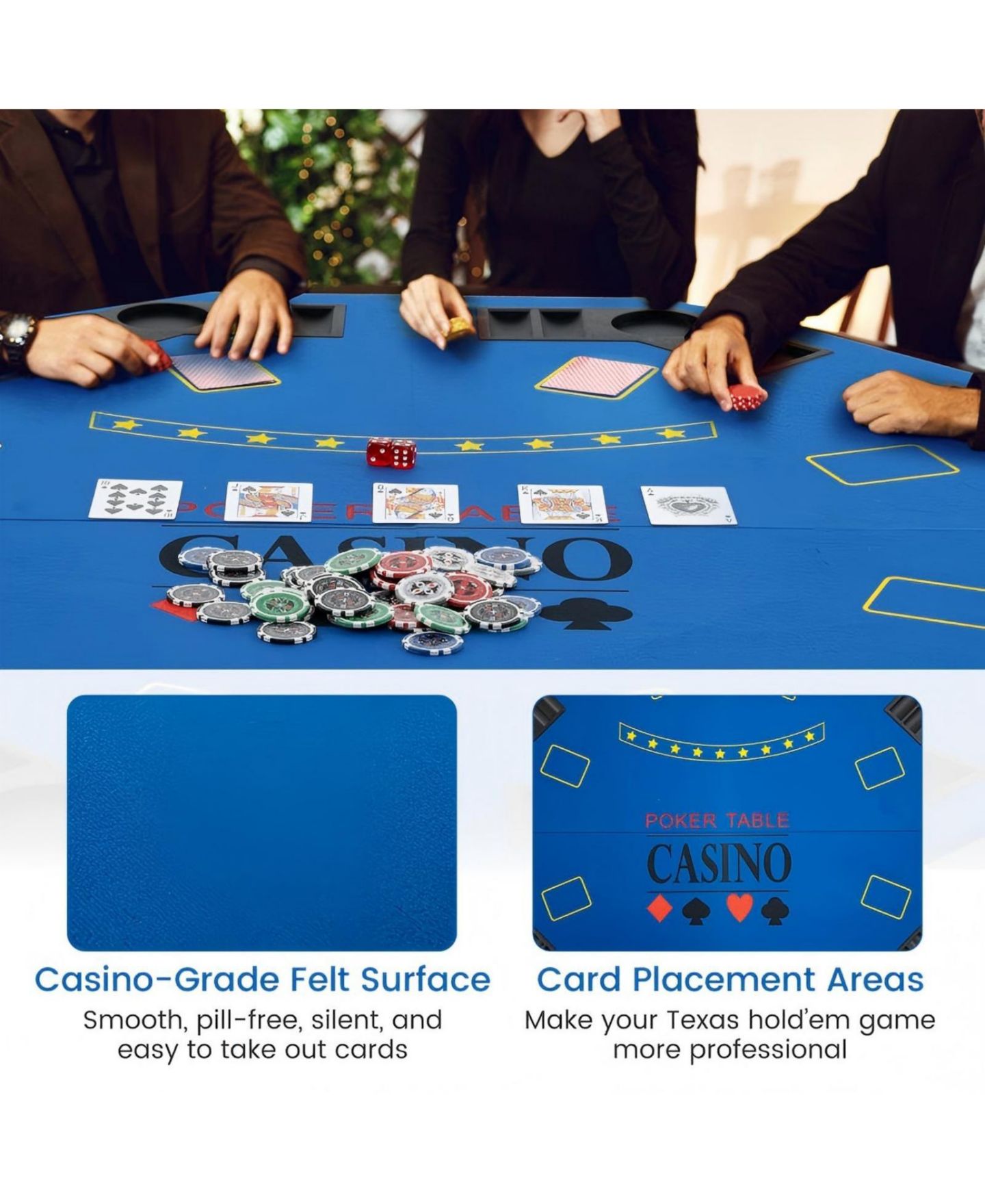 Детские игрушки HONGGE 10-Player 84-Inch Folding Poker Table Top, Ages 14+, цвет: Синий — фото 9