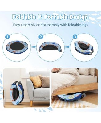 Kids LED Light Trampoline with Foam Handrail Foldable Frame and Safety Cover