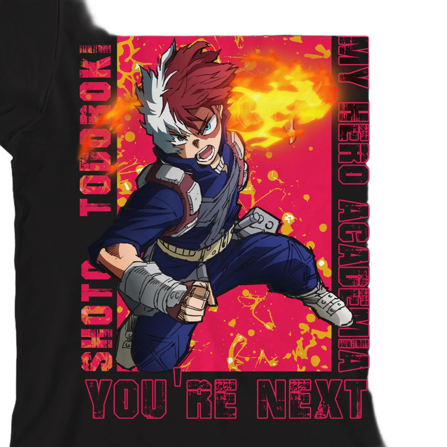 Shoto Todoroki Fighting Pose Youth Boy Black Short Sleeve Tee
