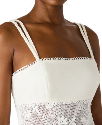 Juniors' Braided Strap Square Neck Midi Dress