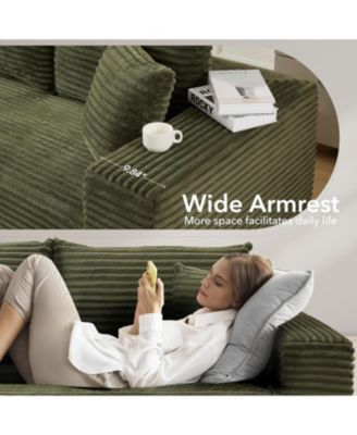 108-Inch Cloud Sectional Couch with L-Shape Chaise- Modern Plush Corduroy Sofa for Living Room