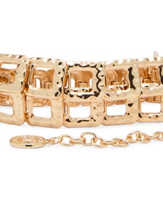 Steve Madden Gold-Tone Hammered Square Link Chain Belt - Macy