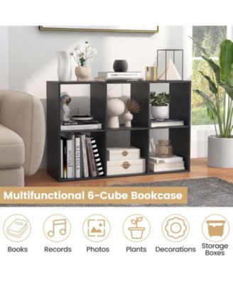 6-Cube Bookcase with Guardrail for Living Room & Bedroom