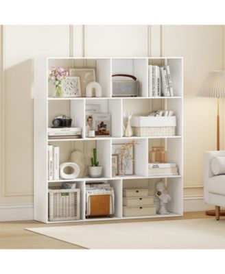 4-Tier Open Shelf Bookcase with 12 Storage Compartments