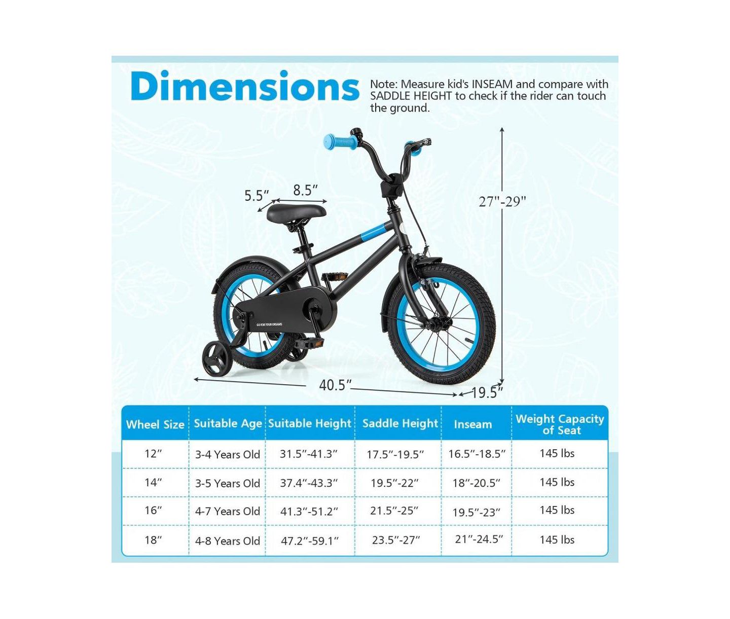 Детская игрушка HONGGE 14-Inch Kids Bike with Adjustable Handlebar and Saddle, цвет: Чёрный — фото 5