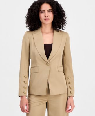 Petite Peak Lapel One Button Blazer
