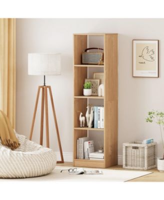 Slim 5-Tier Cube Bookshelf with Anti-Tipping Hardware