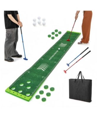 11 FT Putting Green Mat with 2 Adjustable Putters and 6 Balls