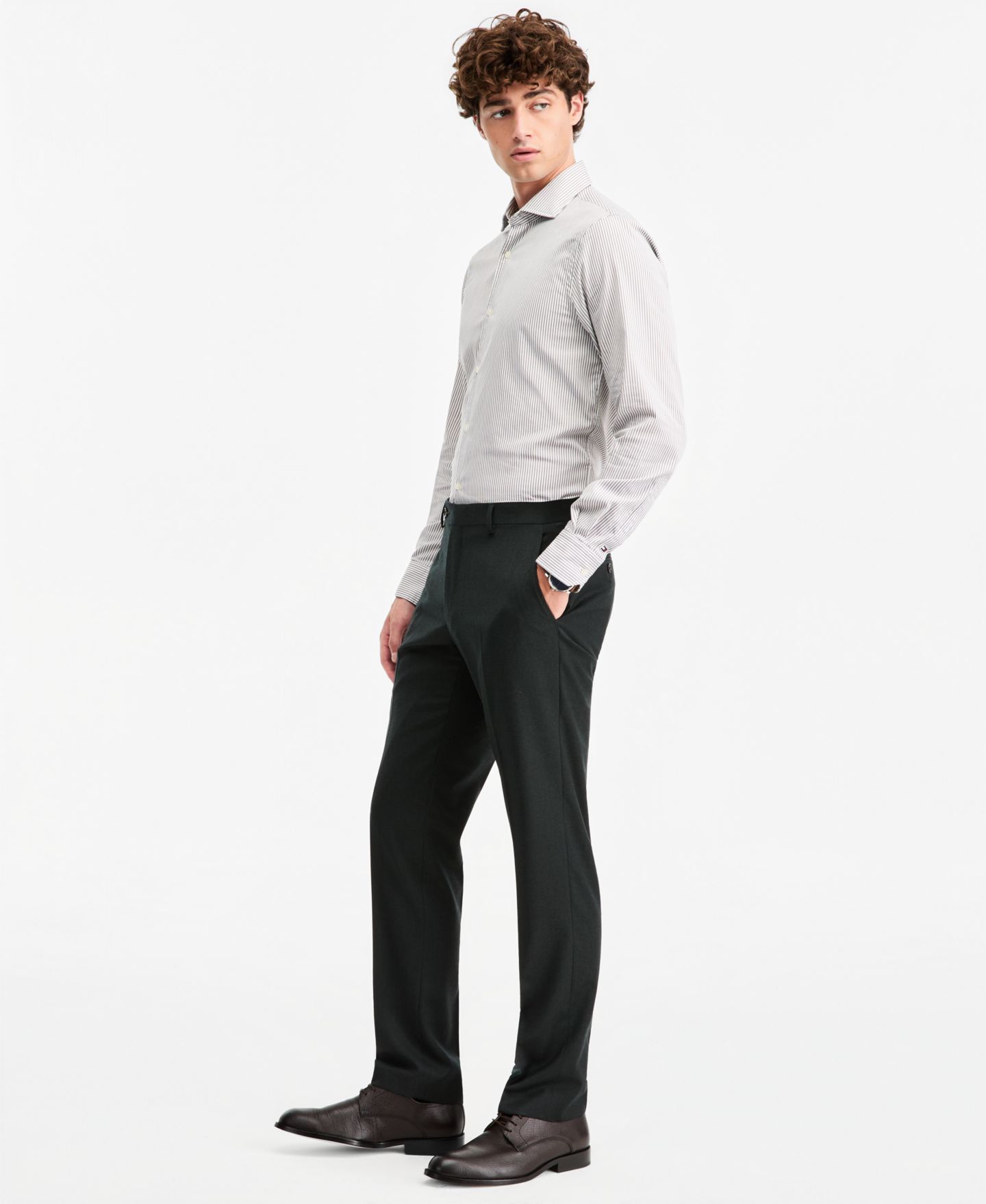 Мужские брюки Tommy Hilfiger Modern-Fit Flannel Suit, цвет: Тёмный зелёный — фото 2