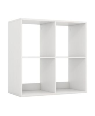 4 Cube Bookshelf with Back Guardrail for Living Room Bedroom