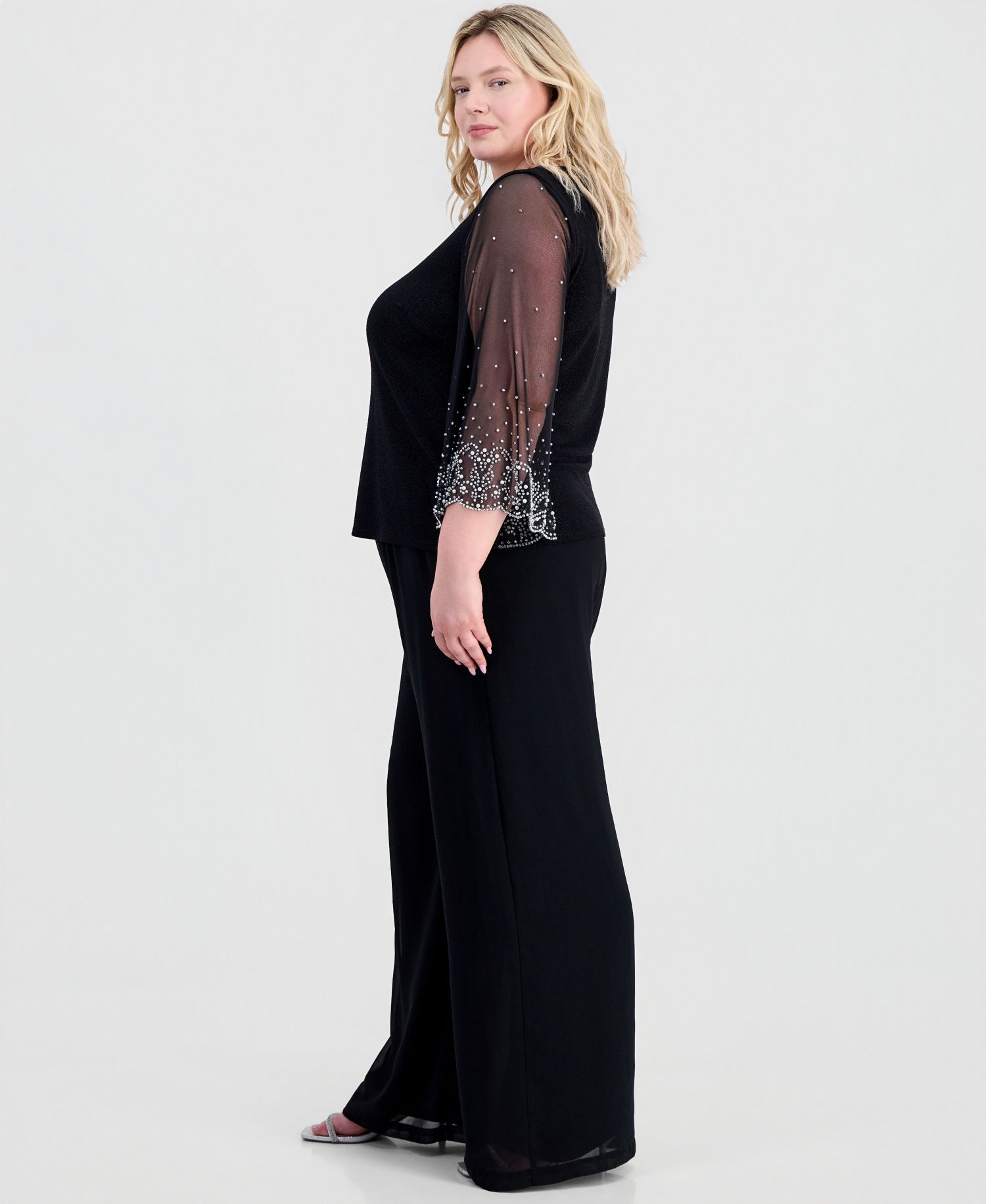 Plus Size Boat-Neck Metallic-Knit Top