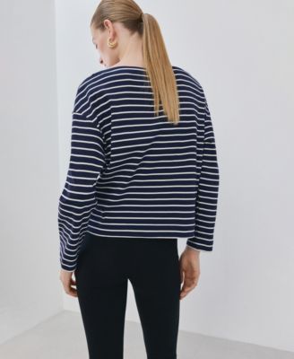 Women's Striped Boatneck Sweatshirt