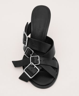 Women's Buckles Leather Strap Sandals
