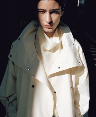 Women's Oversized Funnel-Neck Belt Trench Coat