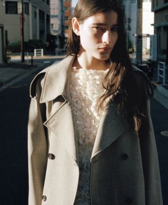 Women's Double-Breasted Wool Trench Coat