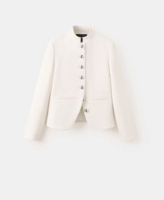 Women's Jewel-Button Strip Collar Jacket