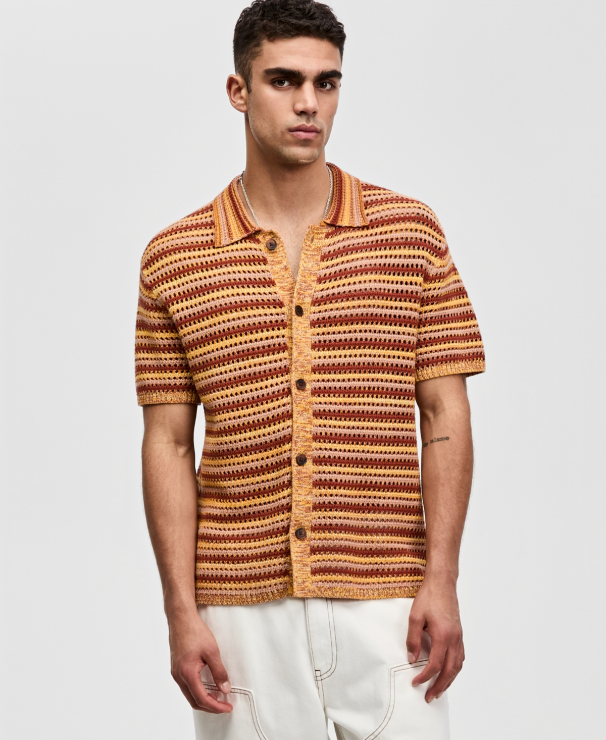 Mode of One Men's Relaxed-Fit Short-Sleeve Polo Sweater Shirt, Macy's Exclusive