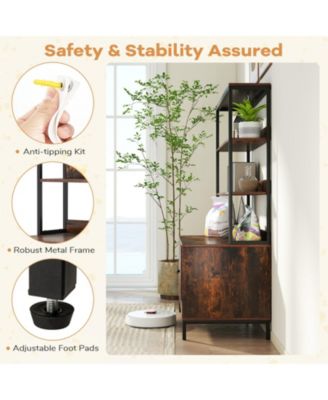 57'' Cat Litter Box Enclosure w/ Storage 2-tier Shelves Removable Scratcher