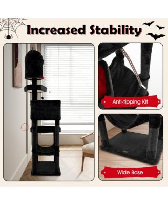 Gothic Cat Tree for Indoor Cats Extra Large Cat Tower w/2 Cat Condos Coffin Bed