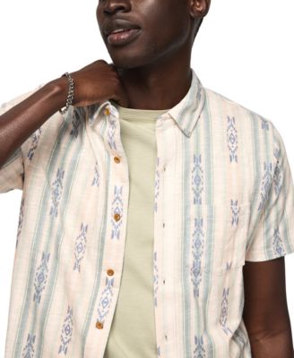 Men's Short-Sleeve Striped Linen Knit Shirt