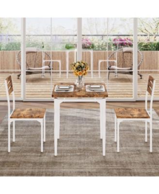 3-Piece Farmhouse Dining Table Set, Table and Chairs for 2, Kitchen & Apartment Dining Furniture