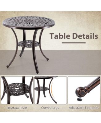 31" Round Cast Aluminum Patio Table with 2" Umbrella Hole