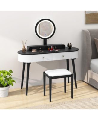 Vanity Table Set with LED Mirror and Storage Drawers